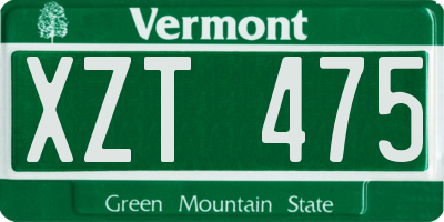 VT license plate XZT475
