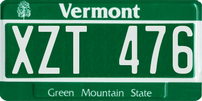 VT license plate XZT476