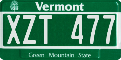 VT license plate XZT477