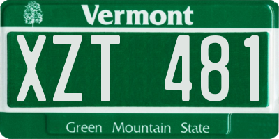 VT license plate XZT481
