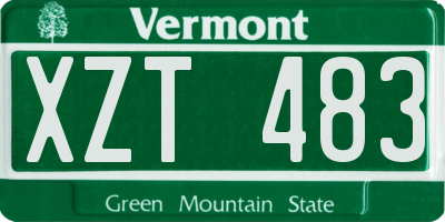 VT license plate XZT483