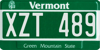 VT license plate XZT489