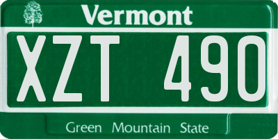 VT license plate XZT490