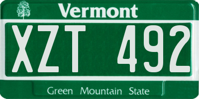 VT license plate XZT492