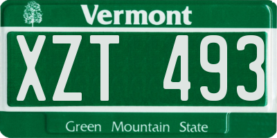 VT license plate XZT493