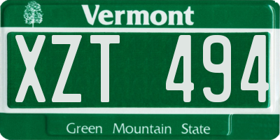VT license plate XZT494