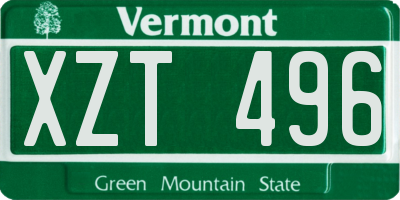 VT license plate XZT496
