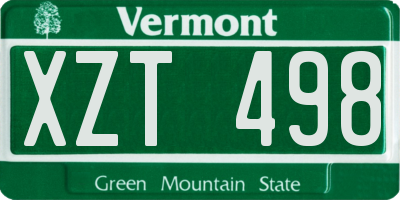 VT license plate XZT498
