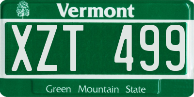 VT license plate XZT499