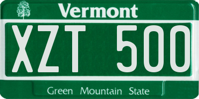 VT license plate XZT500