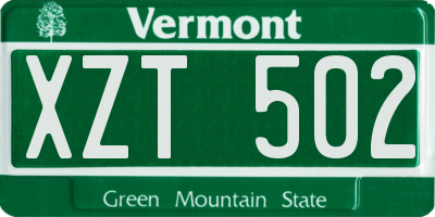 VT license plate XZT502