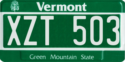 VT license plate XZT503