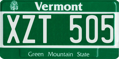VT license plate XZT505