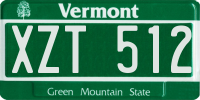 VT license plate XZT512