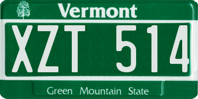 VT license plate XZT514
