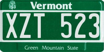 VT license plate XZT523