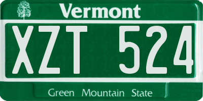 VT license plate XZT524