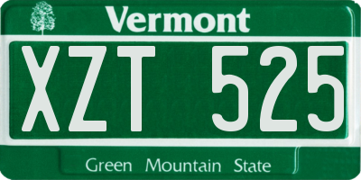 VT license plate XZT525