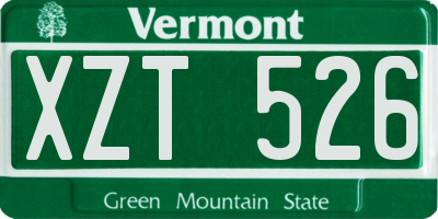 VT license plate XZT526