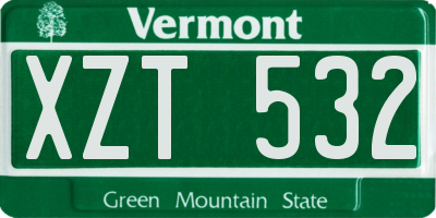 VT license plate XZT532