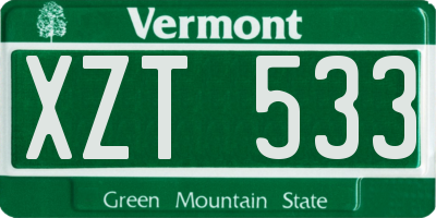 VT license plate XZT533