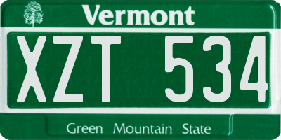 VT license plate XZT534