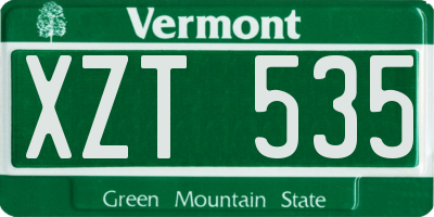 VT license plate XZT535