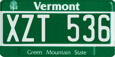 VT license plate XZT536