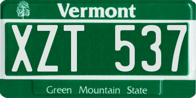 VT license plate XZT537