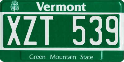 VT license plate XZT539