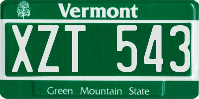 VT license plate XZT543