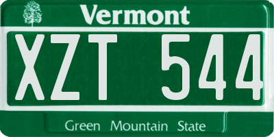 VT license plate XZT544
