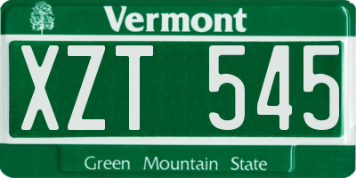 VT license plate XZT545
