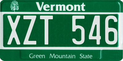 VT license plate XZT546