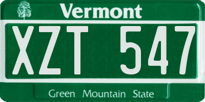 VT license plate XZT547