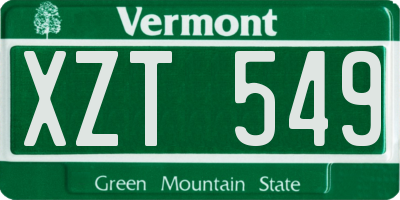 VT license plate XZT549