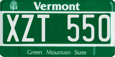 VT license plate XZT550