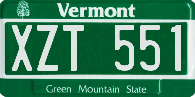VT license plate XZT551