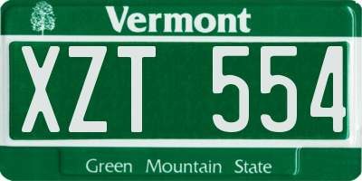 VT license plate XZT554