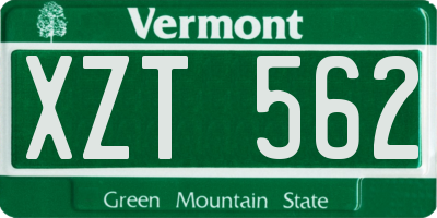 VT license plate XZT562