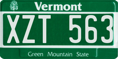 VT license plate XZT563