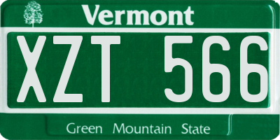 VT license plate XZT566