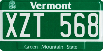 VT license plate XZT568