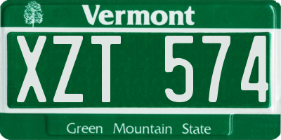 VT license plate XZT574