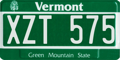VT license plate XZT575