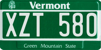 VT license plate XZT580