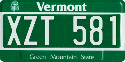 VT license plate XZT581