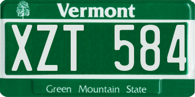 VT license plate XZT584