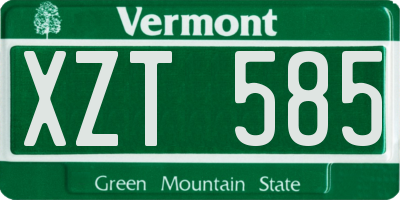 VT license plate XZT585
