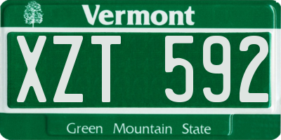 VT license plate XZT592